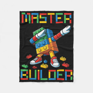 Master Builder Tee Dabbing Blocks Bricks Building Fleece Blanket