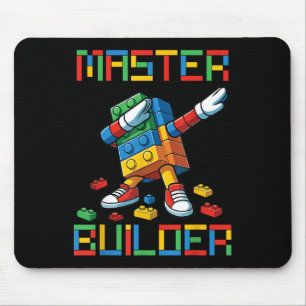 Master Builder Tee Dabbing Blocks Bricks Building Mouse Pad