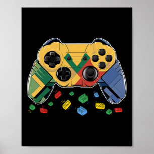 Master Builder Video Game Block Brick Building Kid Poster