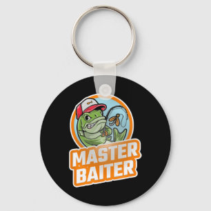 Master Byiter Vintage B Fishing Funny Angler 1  Key Ring
