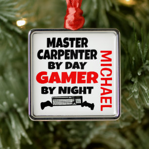 Master Carpenter Loves Playing Video Games Metal Tree Decoration