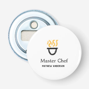 Master chef add name black pan yellow fire fume co bottle opener
