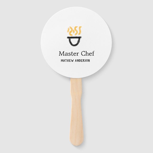 Master chef add name black pan yellow fire fume co hand fan (Front)