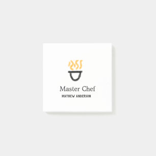 Master chef add name black pan yellow fire fume co post-it notes