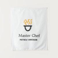Master chef add name black pan yellow fire fume co