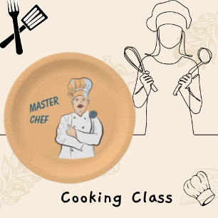 Master Chef, and Vintage Cook Photo Paper Plate