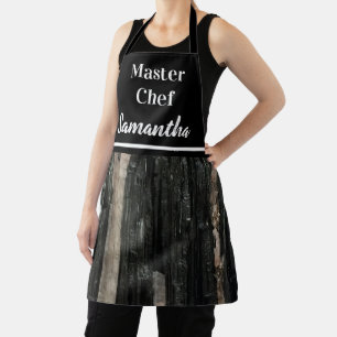 Master Chef Black White Striped Gemstone Apron