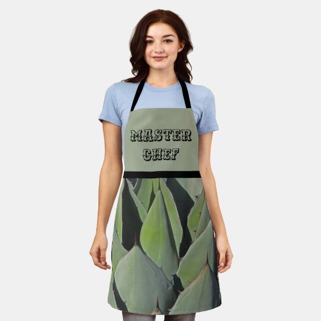 Master Chef Green Agave Leaf Photo Desert Plant Apron (Worn)