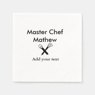 Master chef kitchen bakery cook add text name cutl napkin
