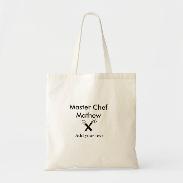 Master chef kitchen bakery cook add text name cutl tote bag (Front)