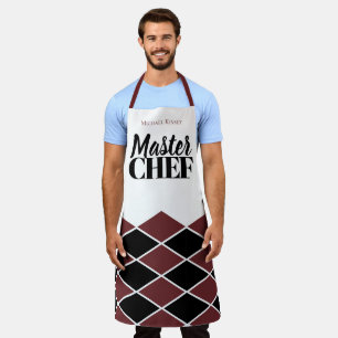 Master Chef name personalised black garnet chequer Apron