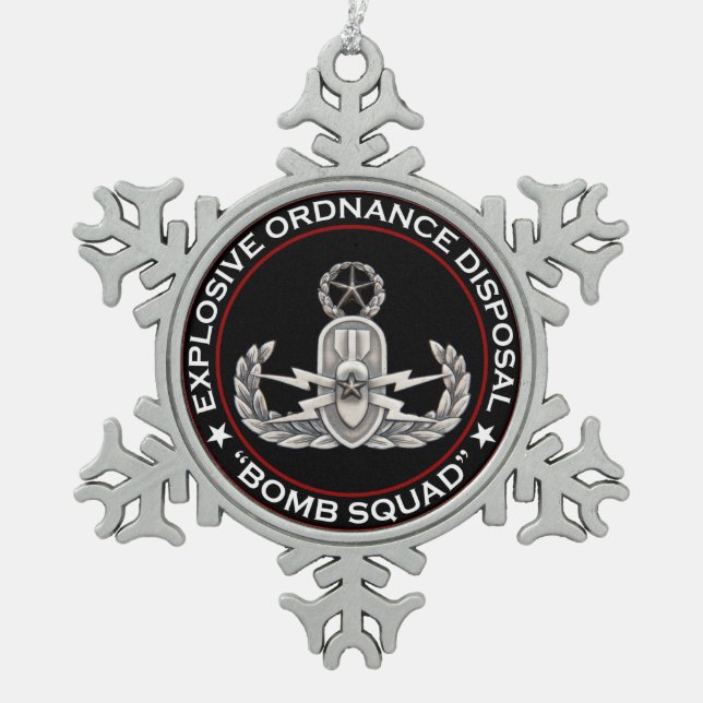 Master EOD Bomb Squad Snowflake Pewter Christmas Ornament (Front)