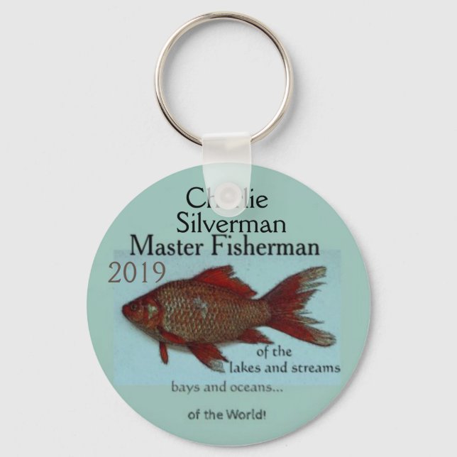 “Master Fisherman” of the World!  Personalised Key Ring (Front)