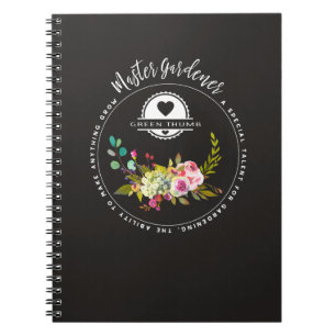Master Gardener, Gardening Gifts. Green Thumb Spiral Notebook