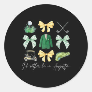 Master Lets Partee Golf Tournament Coquette Bow Wo Classic Round Sticker