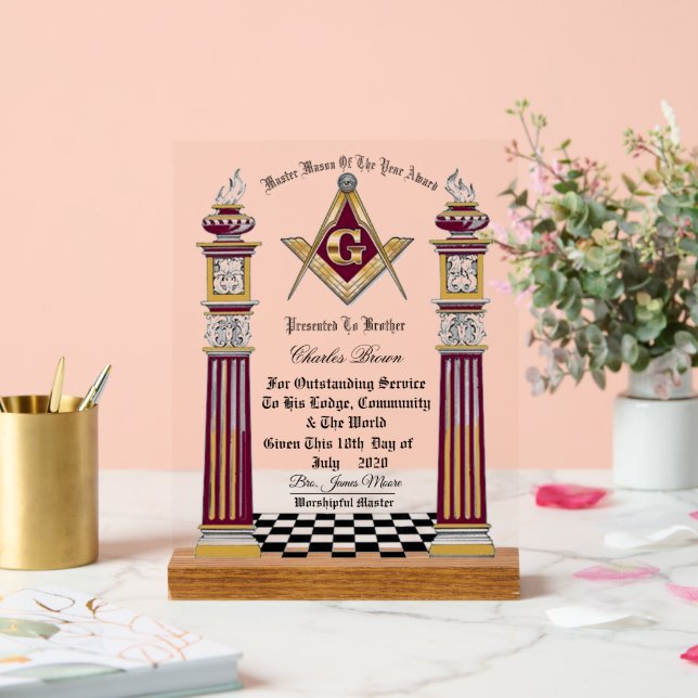 Master Masons of The year Award Acrylic Sign (Wedding)