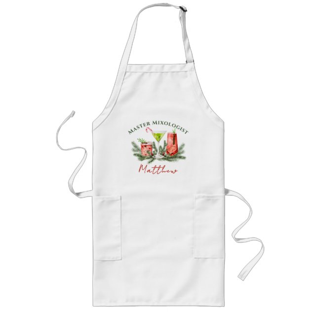 Master Mixologist Colorful Cocktails Personalized Long Apron (Front)