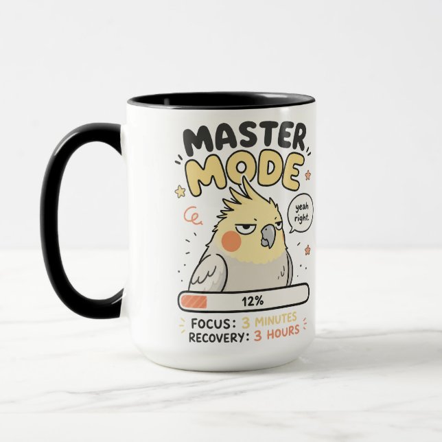 Master Mode Cockatiel Meme PNG | Funny Burnout Pro Mug (Left)