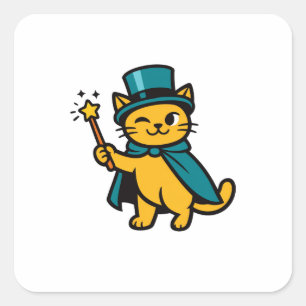 Master of Balance - Funny Tripod Cat Yoga Art Square Sticker