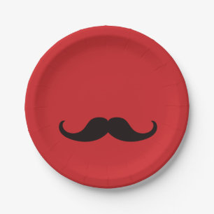 Master of Disguise Moustache Paper Plate Red