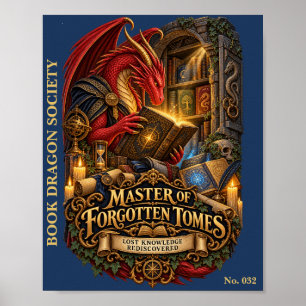 Master of Forgotten Tomes Book Dragon Society Poster
