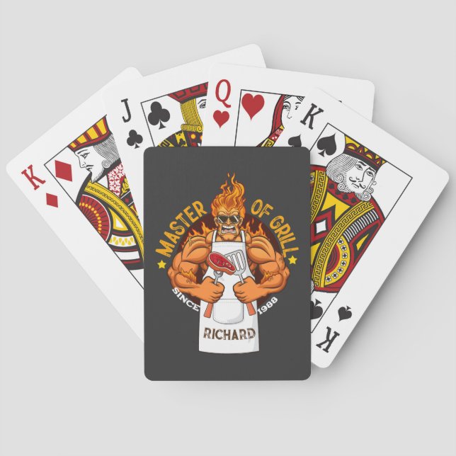 Master of Grill Fathers Day Gift BBQ Chef Dad Playing Cards (Back)