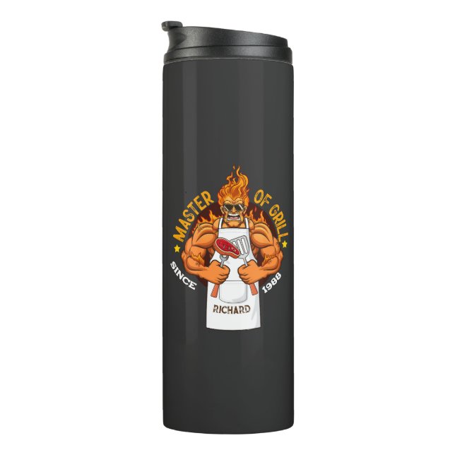 Master of Grill Fathers Day Gift BBQ Chef Dad Thermal Tumbler (Rotated Right)