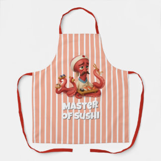 Master of Sushi – Funny Cartoon Octopus Chef Apron