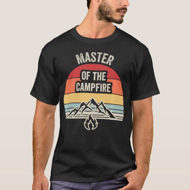 Master Of The Campfire Funny Camping Retro T-Shirt (Front)