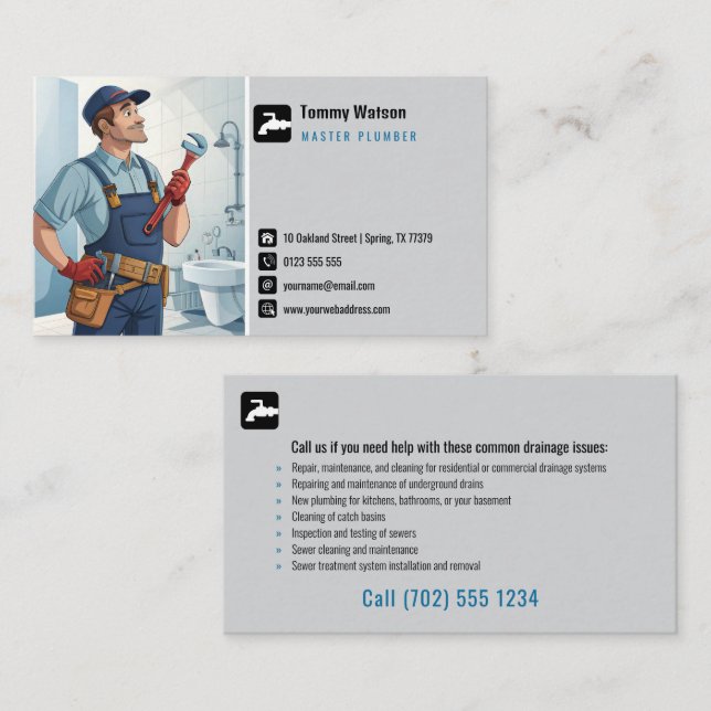 Master plumber | Handy Man Business Card (Front/Back)
