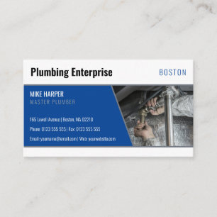 Master plumber   Handy Man Silver Deep Blue Business Card