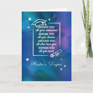 Master’s Degree Graduation Quote Blue Watercolor Card
