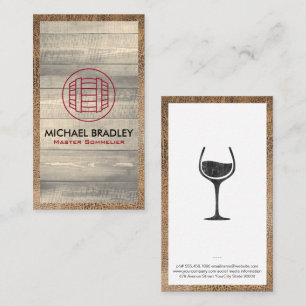 Master Sommelier Wine Barrel Wooden Boards Business Card