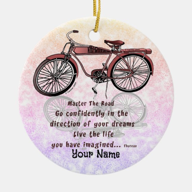 Master the Road Bike  Ceramic Tree Decoration (Front)