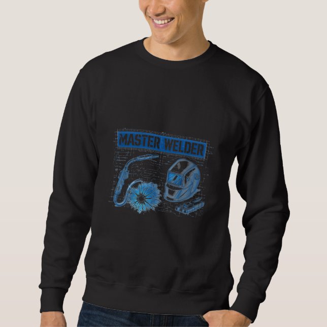 Master Welder Blueprint Technical Schematic Art Sweatshirt (Front)