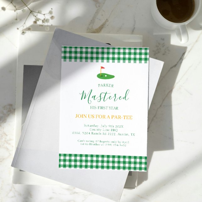 Mastered First Year One Hole In One Green Birthday Invitation (Creator Uploaded)