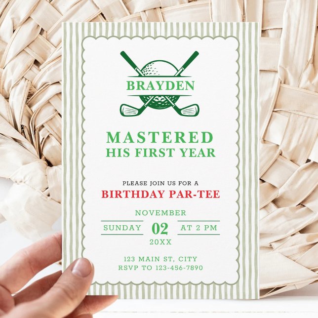Mastered His First Year Birthday Golf 1st Birthday Invitation (Creator Uploaded)