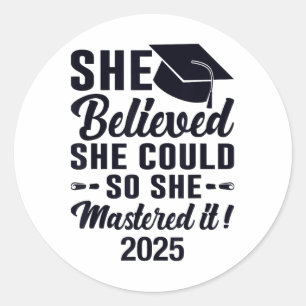 Mastered It 2025 Masters Degree Graduation Graduat Classic Round Sticker