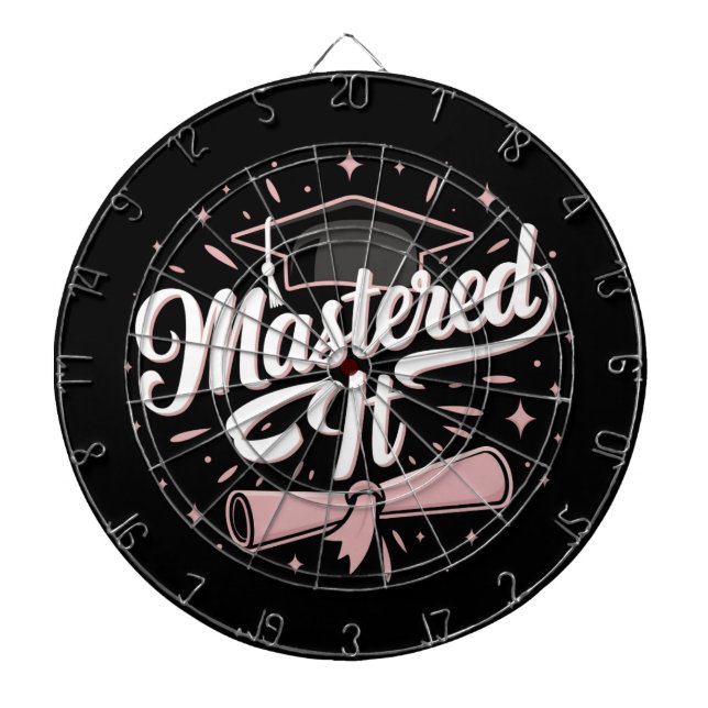 Mastered It Masters Degree Graduate MBA Graduation Dartboard (Front)