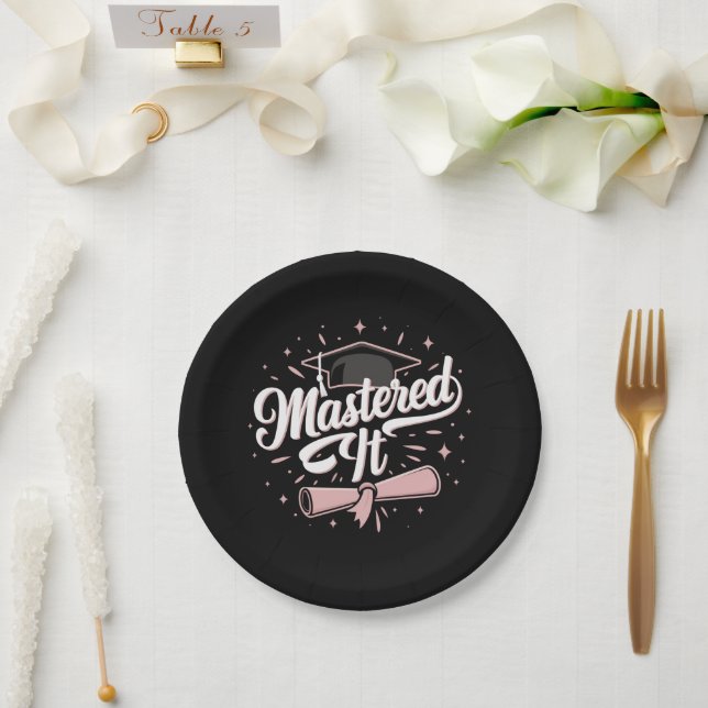 Mastered It Masters Degree Graduate MBA Graduation Paper Plate (Wedding)