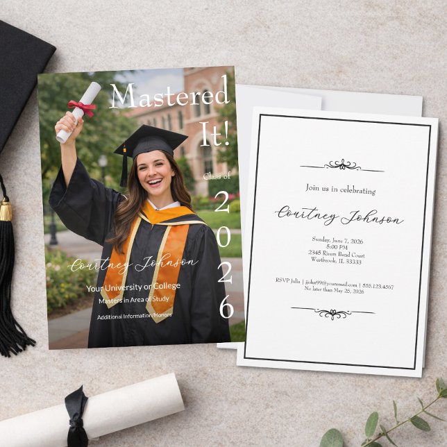 Mastered It Modern Photo Graduation Invitation (Creator Uploaded)