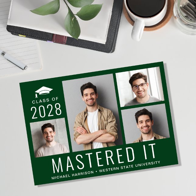 Mastered It Photo Masters Degree Green Graduation Announcement (Creator Uploaded)