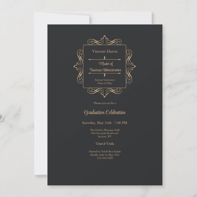Mastered It Stylish Emblem Graduation Invitation (Front)