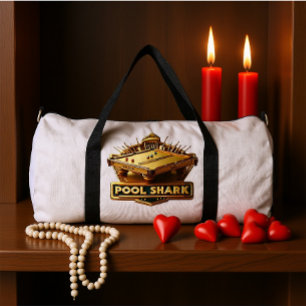 Mastering the Game: Pool Shark Logo on Pool Table Duffle Bag