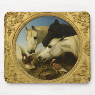Masterpiece horse & dove painting John Herring Mouse Pad