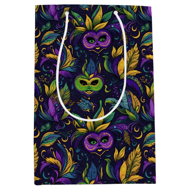 Masterpiece Mardi Gras Masks pattern Medium Gift Bag (Front)