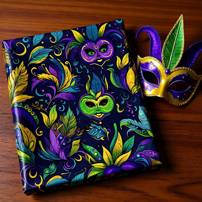 Masterpiece Mardi Gras Masks pattern Wrapping Paper (Masterpiece Mardi Gras Masks pattern Wrapping Paper)