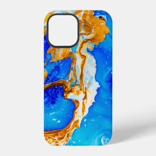 Masterpiece of designing art. Golden and blue pain iPhone 12 Case