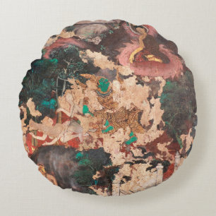 Masterpiece of traditional Thai style painting art Round Cushion