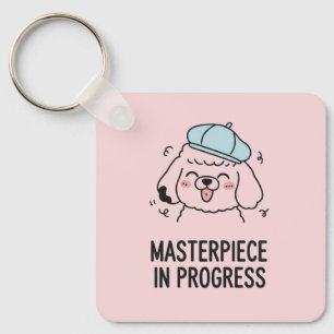 Masterpiece Poodle Rosy Pink Artistic Girly Design Key Ring